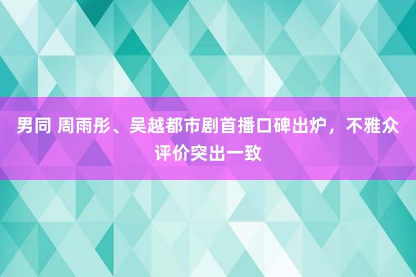 男同 周雨彤、吴越都市剧首播口碑出炉，不雅众评价突出一致