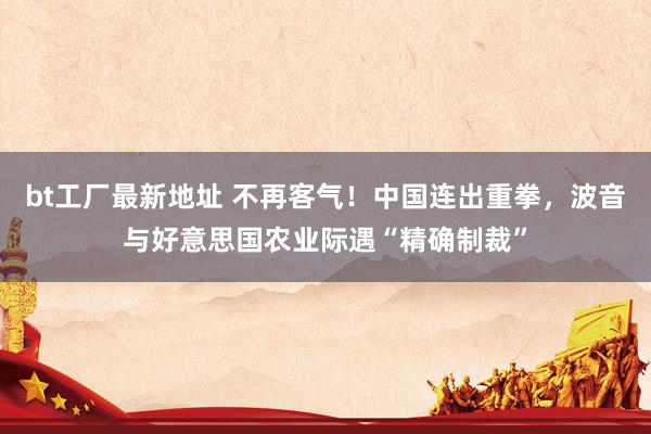 bt工厂最新地址 不再客气！中国连出重拳，波音与好意思国农业际遇“精确制裁”
