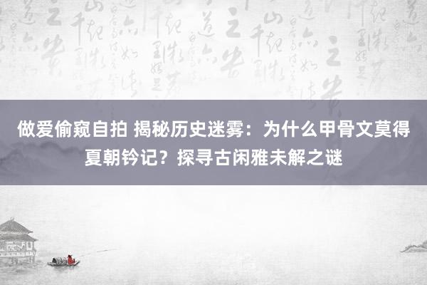 做爱偷窥自拍 揭秘历史迷雾：为什么甲骨文莫得夏朝钤记？探寻古闲雅未解之谜