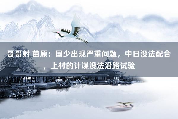 哥哥射 苗原：国少出现严重问题，中日没法配合，上村的计谋没法沿路试验
