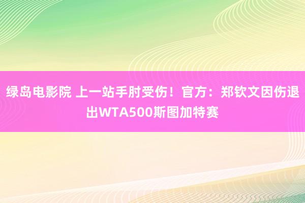 绿岛电影院 上一站手肘受伤！官方：郑钦文因伤退出WTA500斯图加特赛